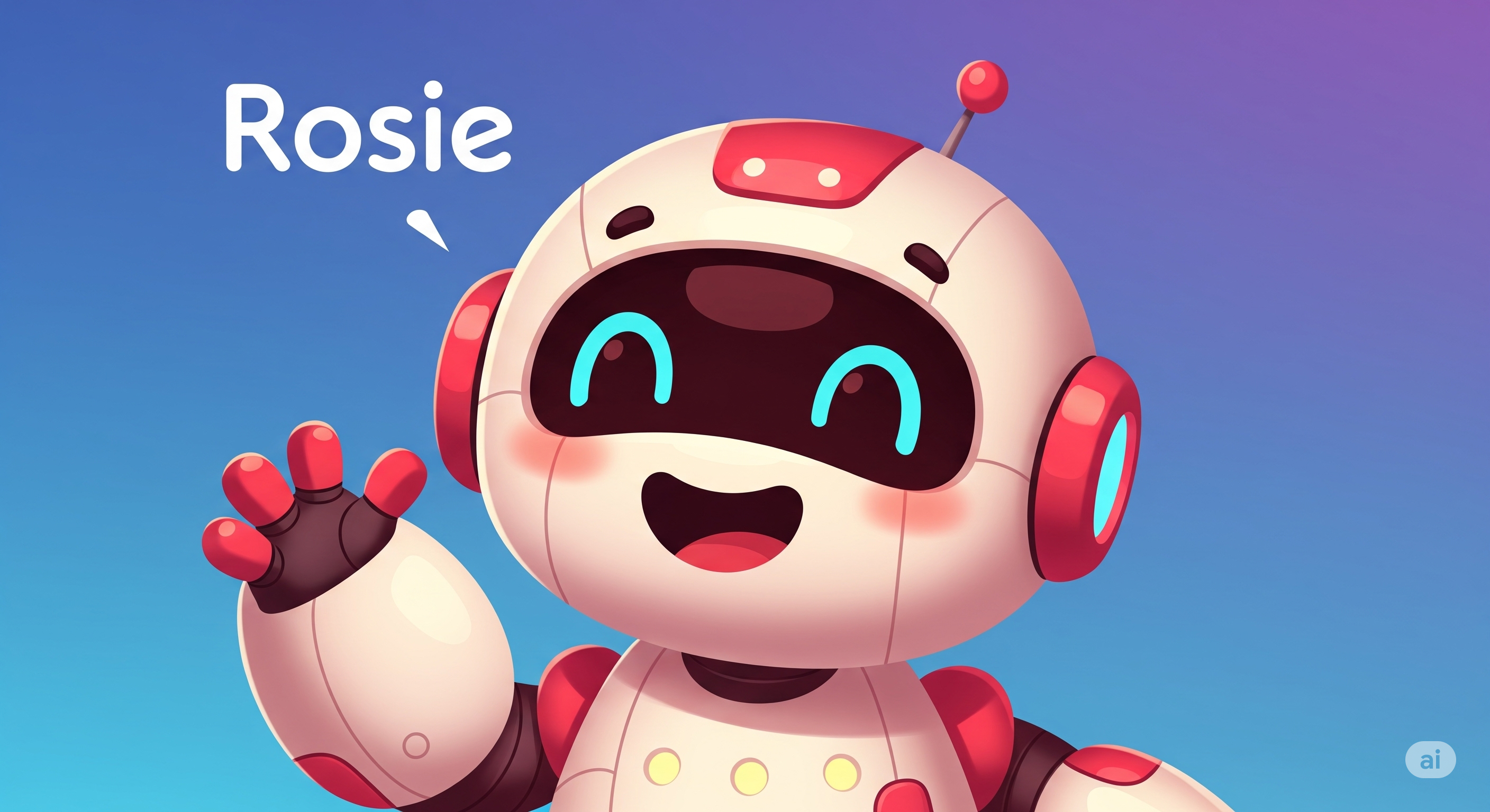 Rosie AI robot character waving hello
